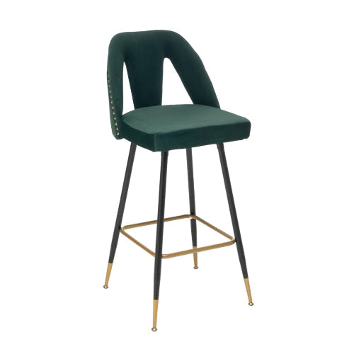 Modern Velvet Chairs Upholstered Counter Stools Set of 2, Green