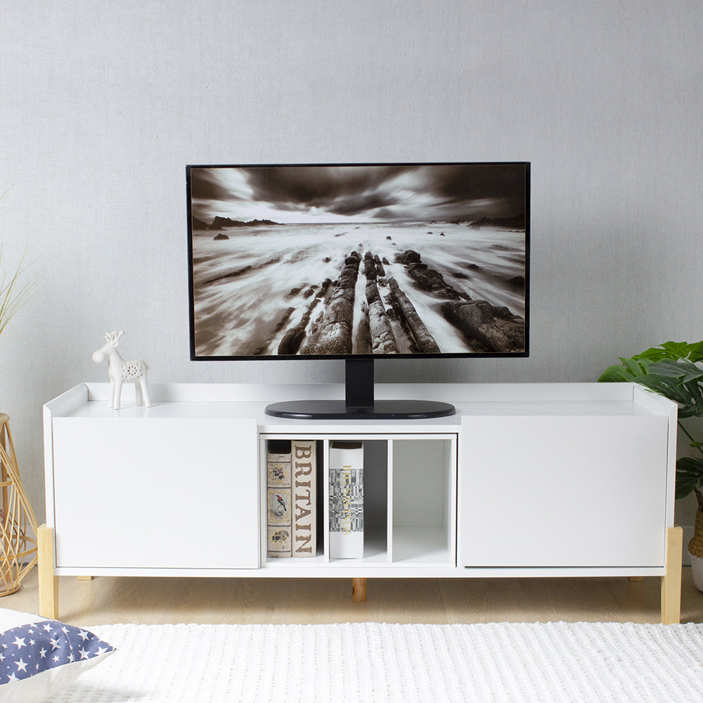 TV Stand with 2 Cabinets and Open Storage Shelves