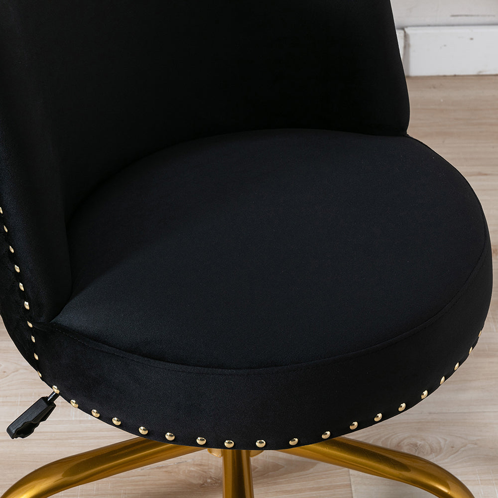 Home Office Velvet Upholstered Swivel Chair, Black