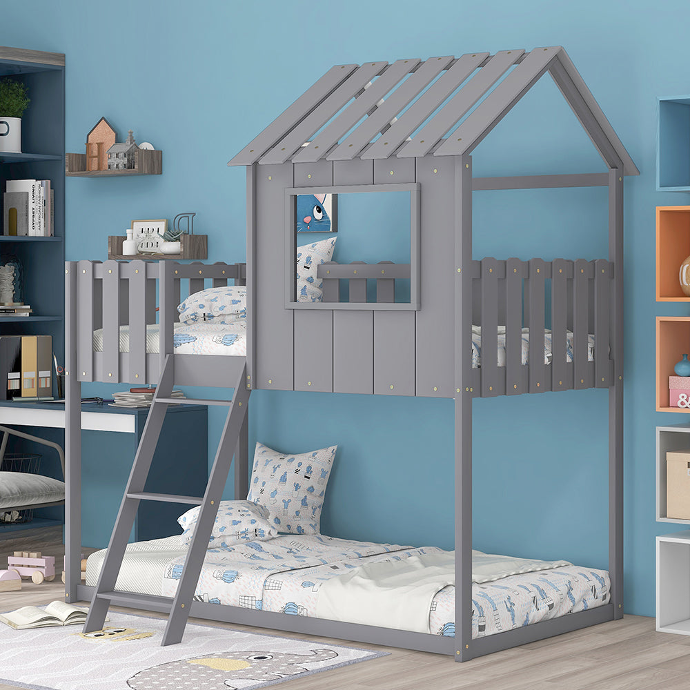 Twin over Twin House Bunk Bed