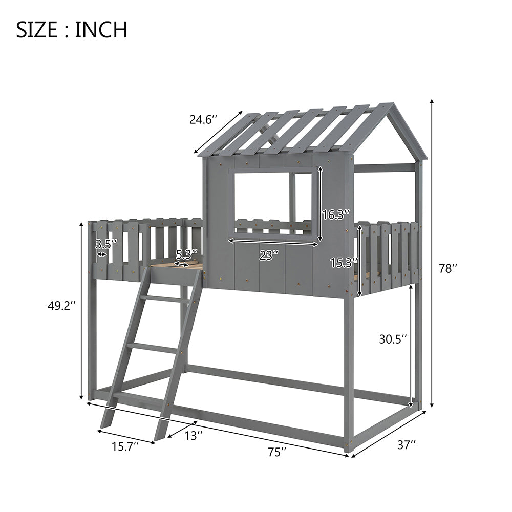 Twin over Twin House Bunk Bed