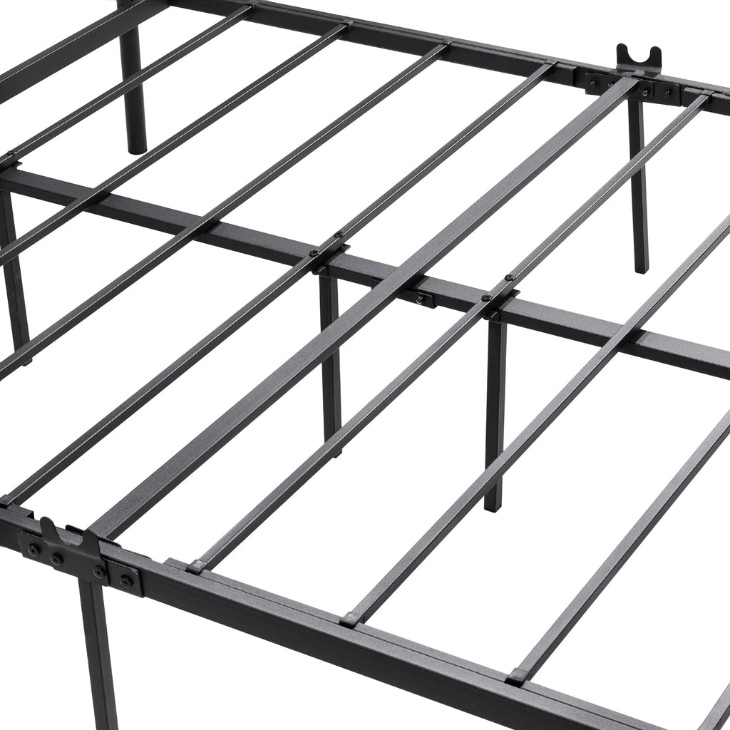 Metal Queen Canopy Bed Frame with Headboard, Black