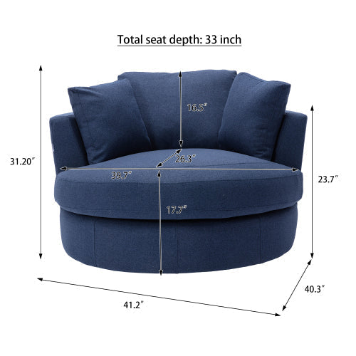 Modern Swivel Sofa Chair Barrel Chair, Blue