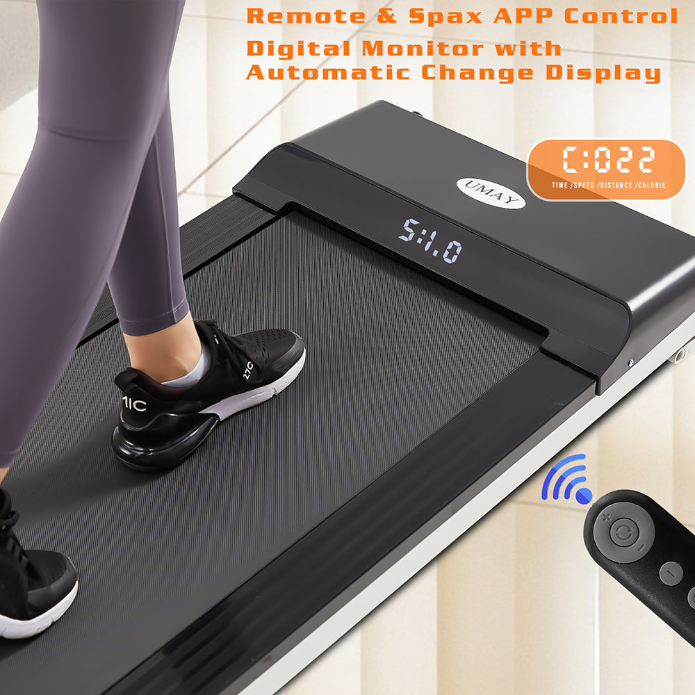 Treadmill Slim Running Pad Flat with LDE Display & Sport APP, Black