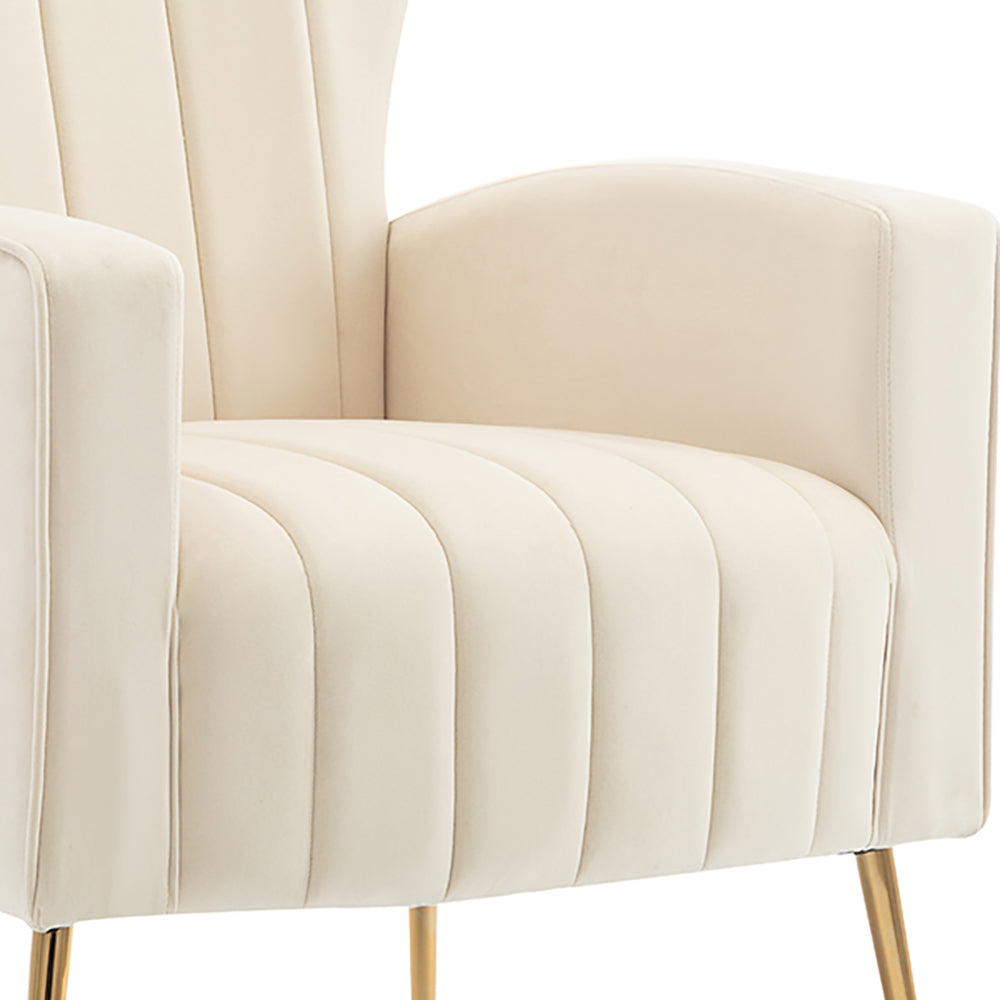 Velvet Accent Chair with Wingback and Gold Legs