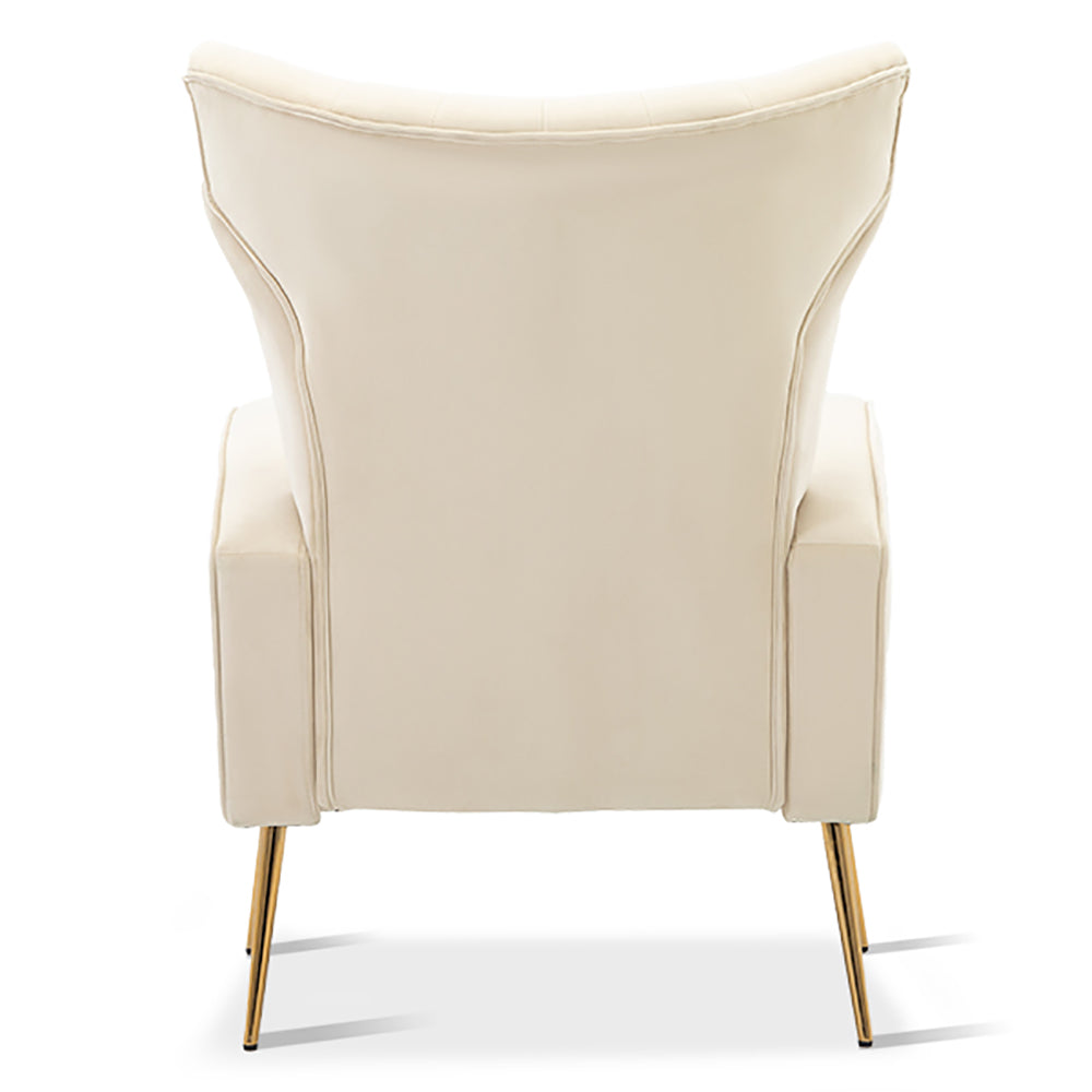 Velvet Accent Chair with Wingback and Gold Legs