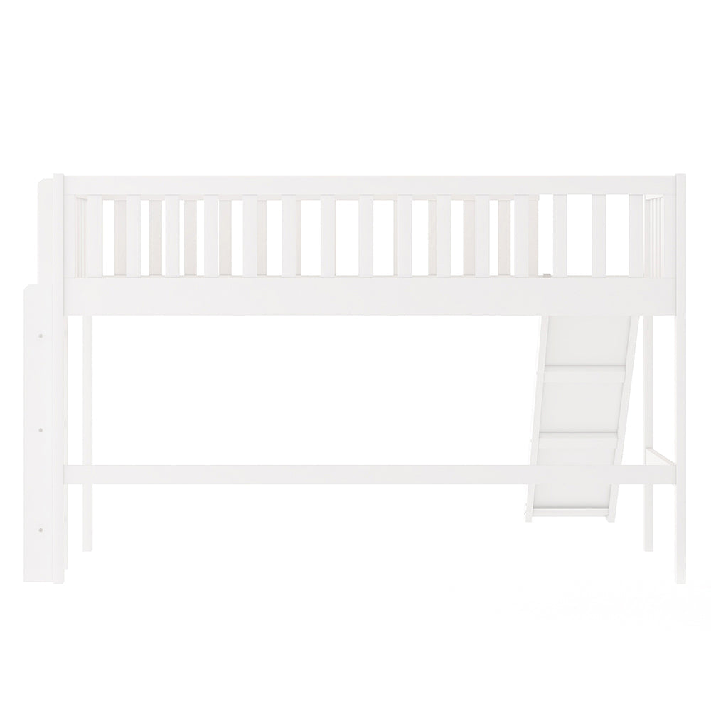 Twin Size Low Loft Bed with Ladder and Slide