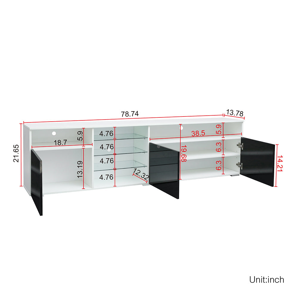 TV Stand with LED, 3 Drawer and Open Shelves