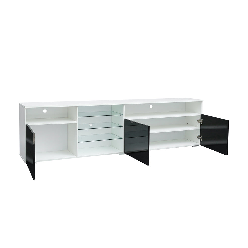 TV Stand with LED, 3 Drawer and Open Shelves