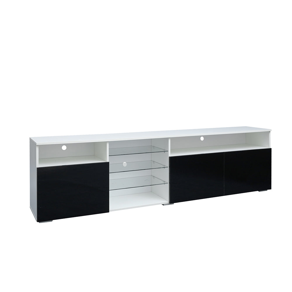 TV Stand with LED, 3 Drawer and Open Shelves