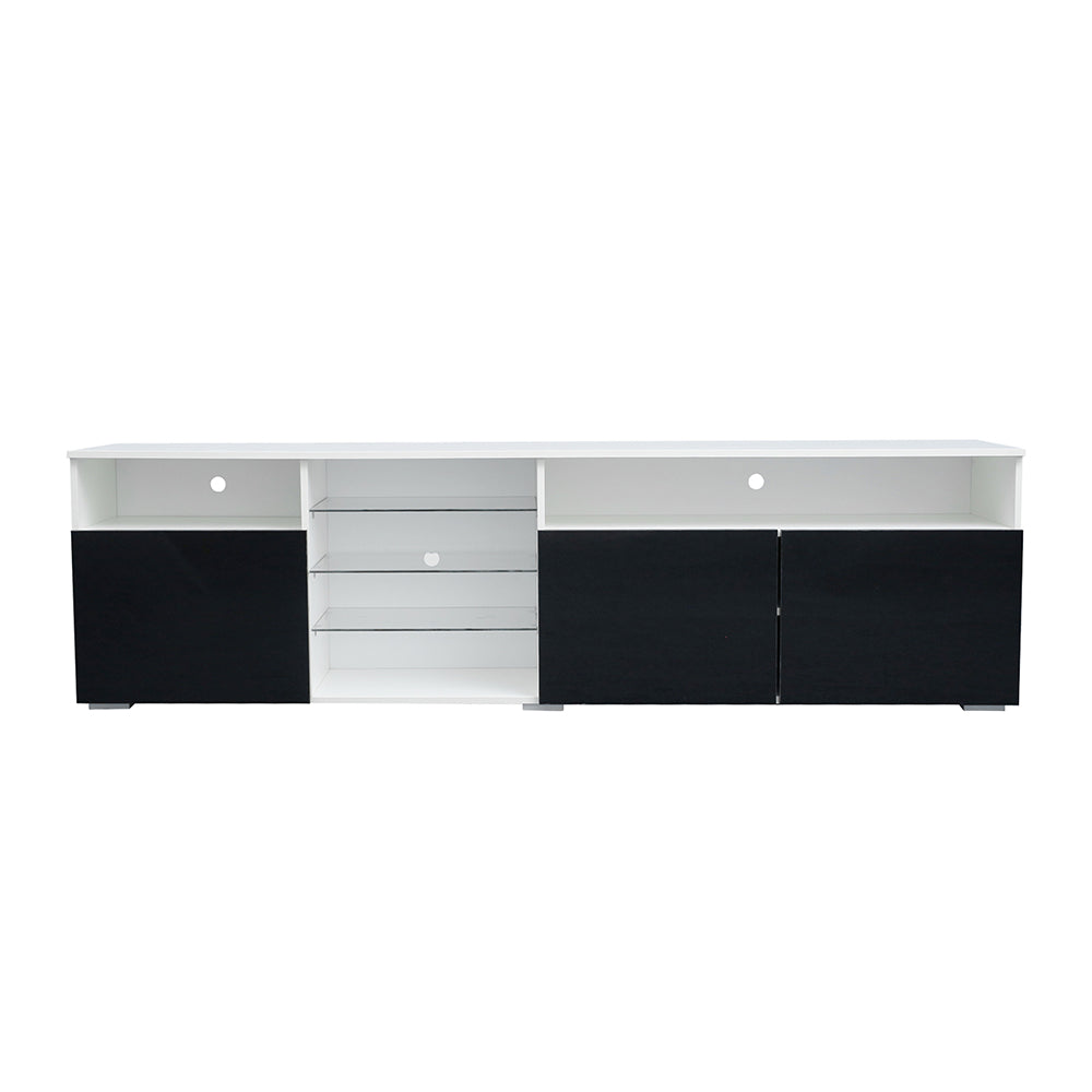 TV Stand with LED, 3 Drawer and Open Shelves