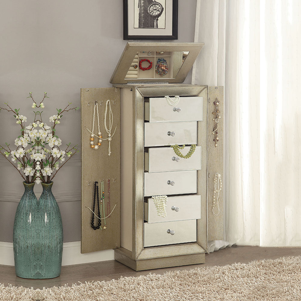 Wall Mounted Jewelry Armoire with Mirror