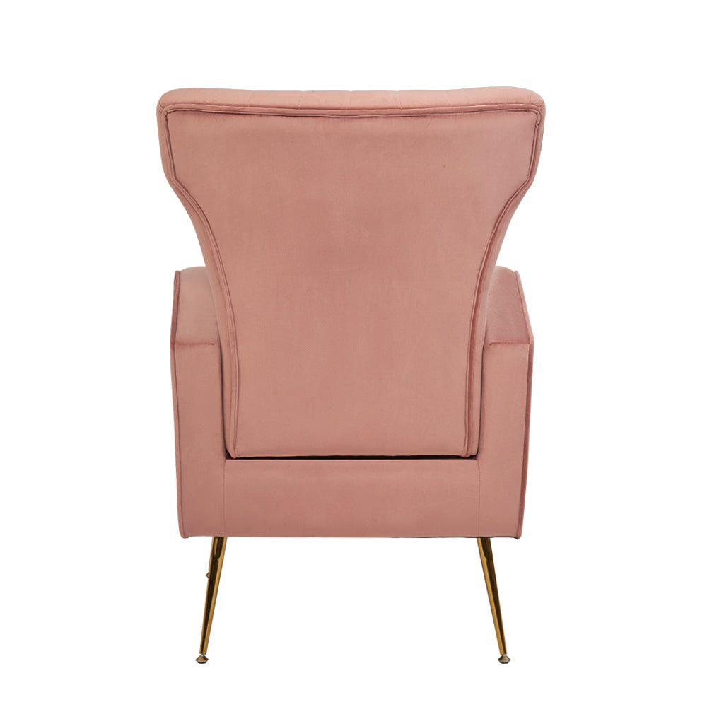 Velvet Accent Chair with Wingback and Gold Legs