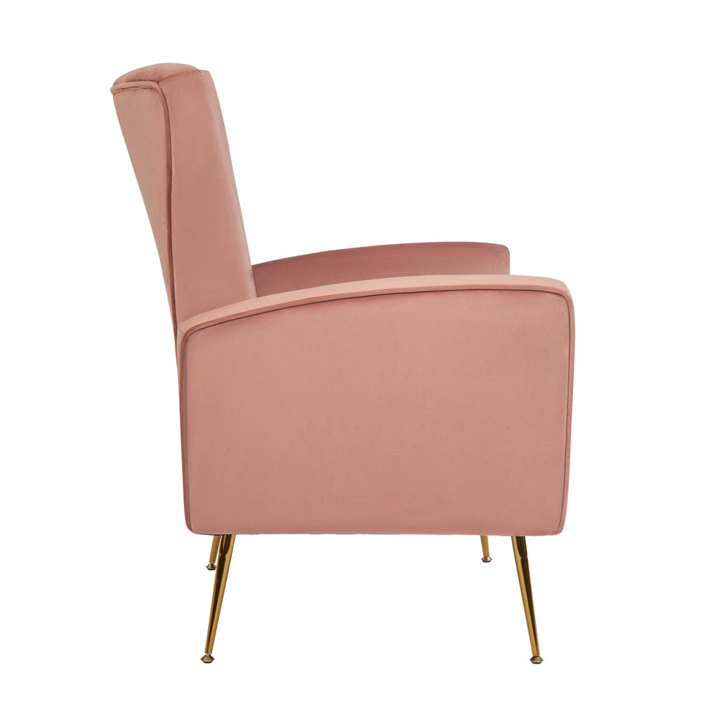 Velvet Accent Chair with Wingback and Gold Legs