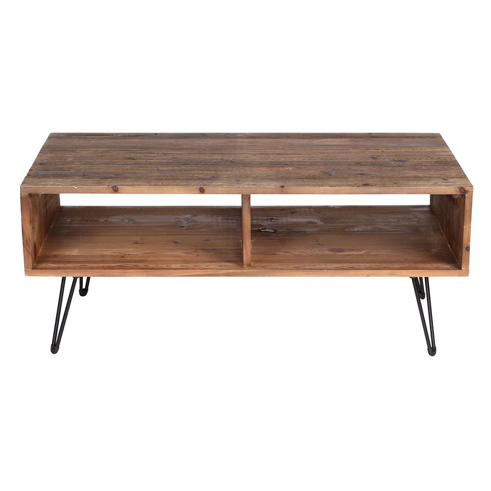 Foldable Legs Coffee Table with 2 Open Shelves