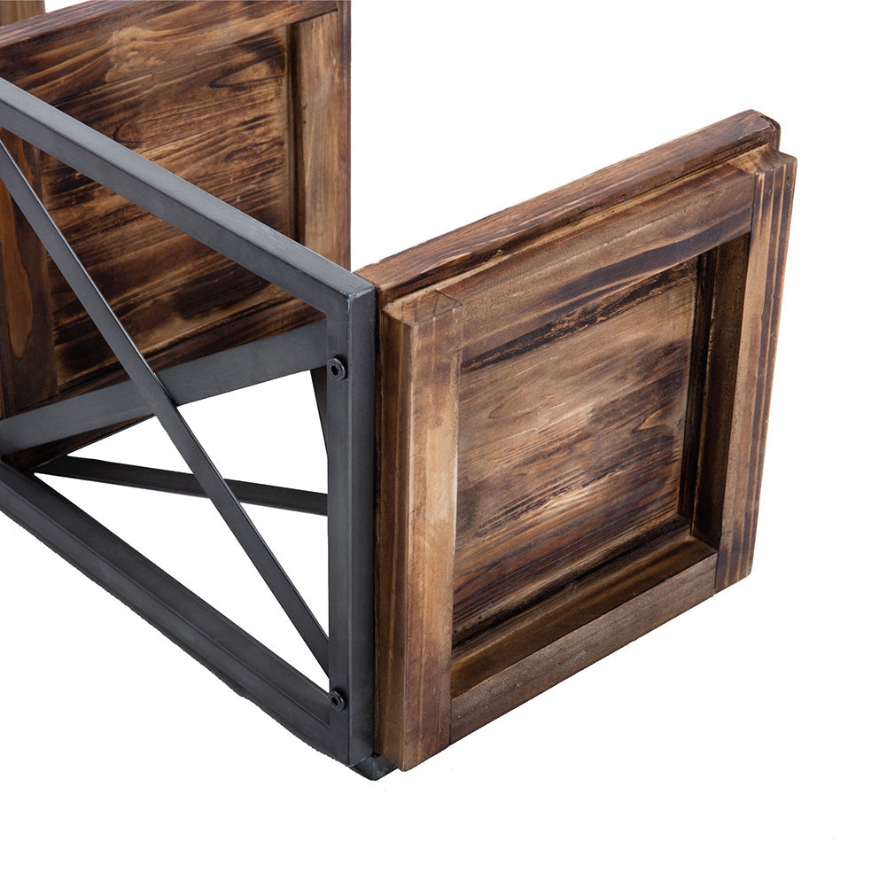 Wood and Metal 66" Corner Book Shelf