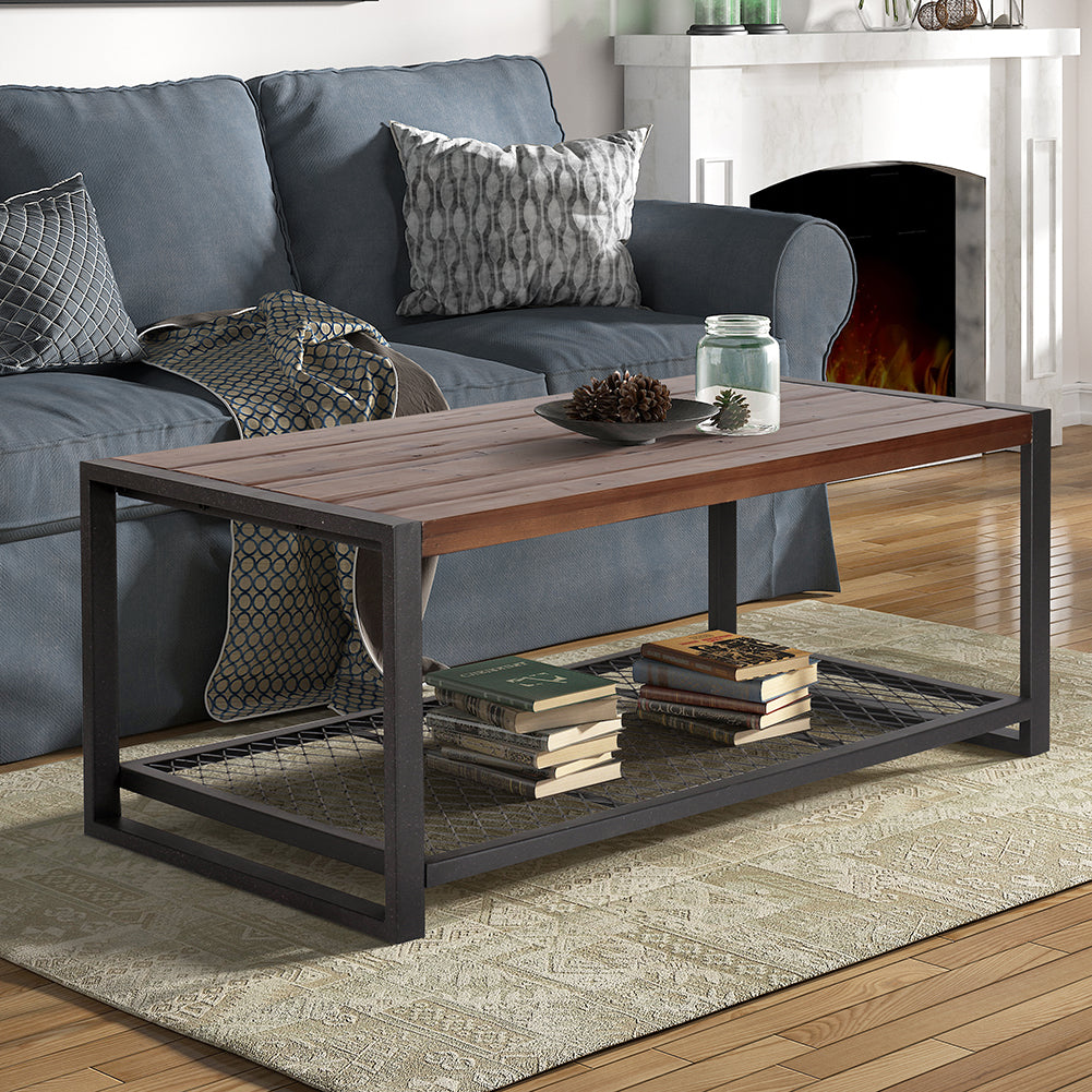 Coffee Table with Mesh Shelf