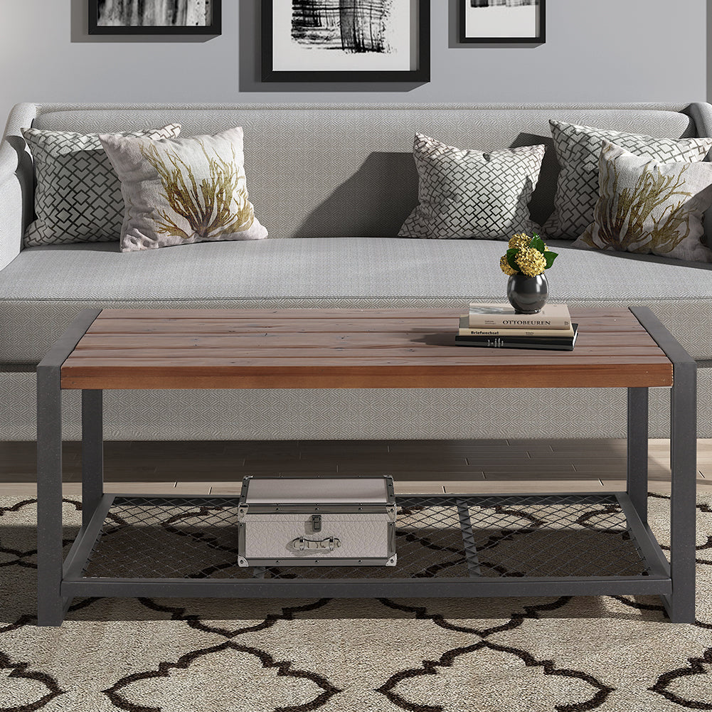 Coffee Table with Mesh Shelf