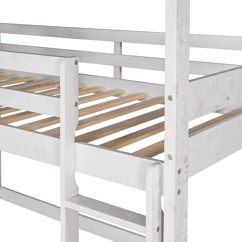 Twin Over Twin Bunk Bed with Roof