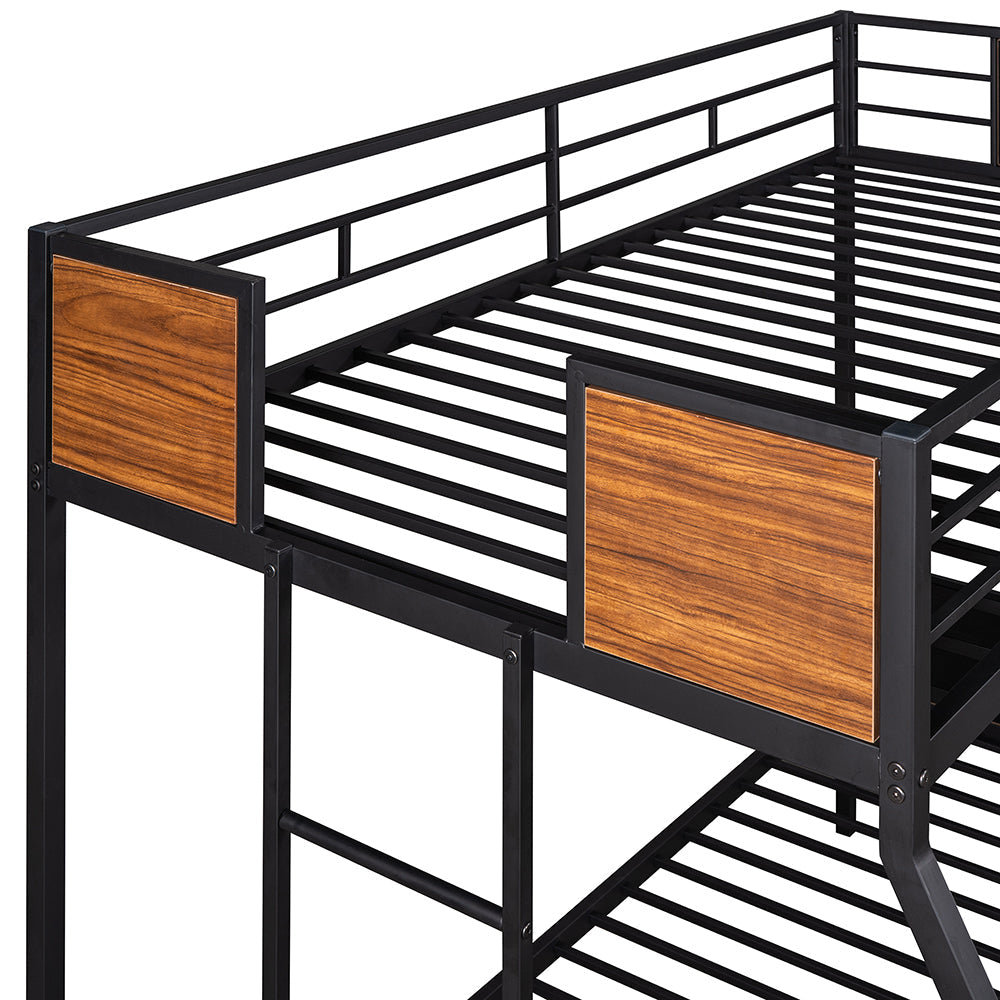 Twin-over-full Metal Bunk Bed Frame with Safety Rail