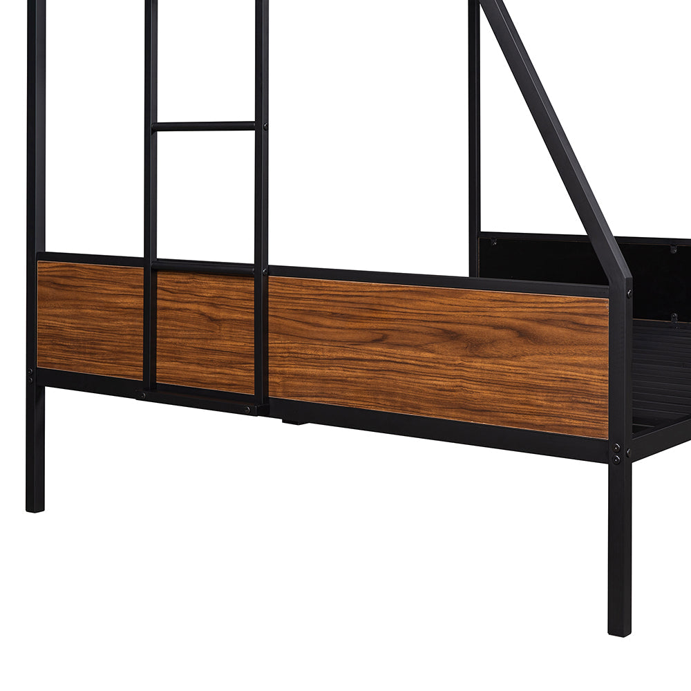 Twin-over-full Metal Bunk Bed Frame with Safety Rail