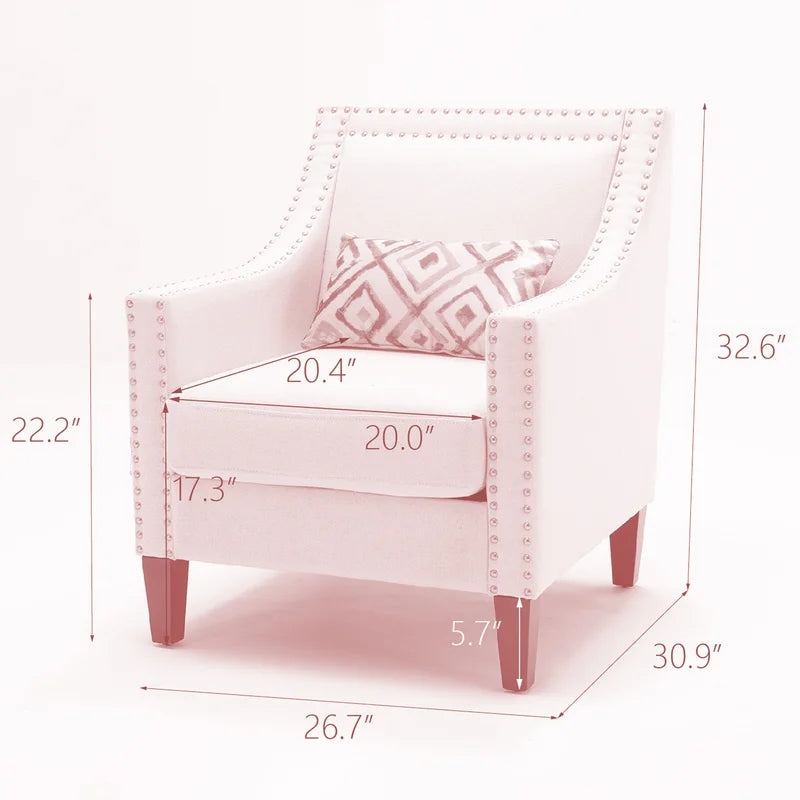 Tufted Linen Armchair Sofa Chair, Pink