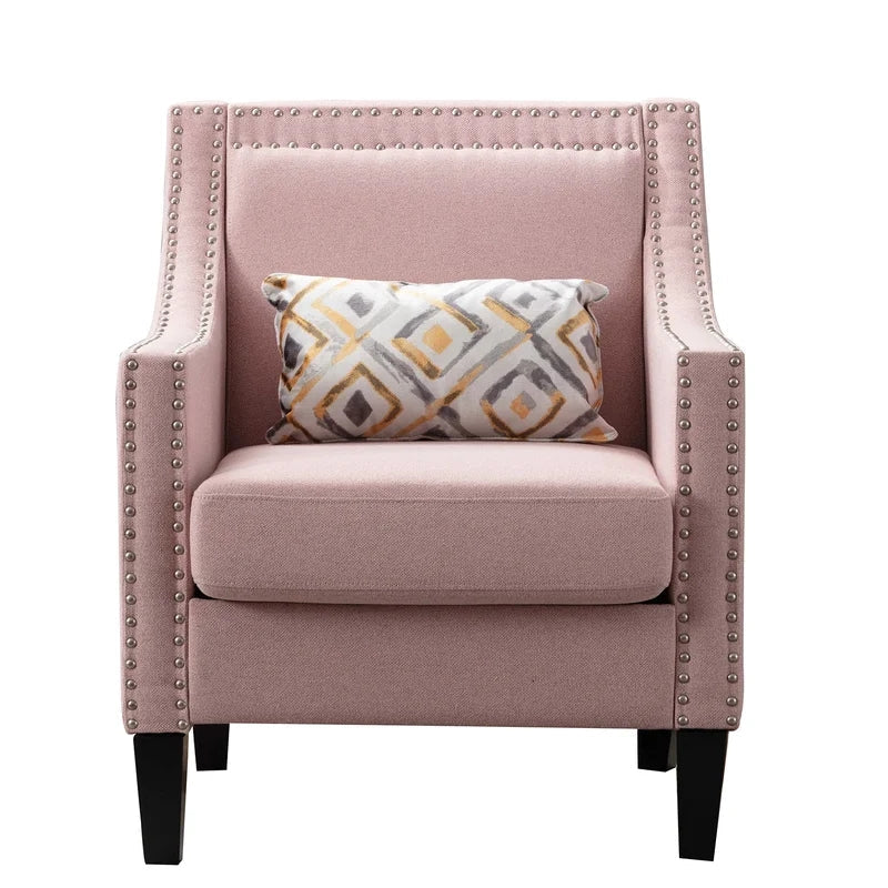 Tufted Linen Armchair Sofa Chair, Pink