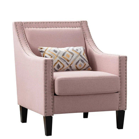 Tufted Linen Armchair Sofa Chair, Pink