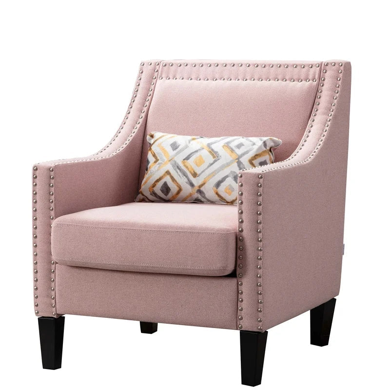 Tufted Linen Armchair Sofa Chair, Pink