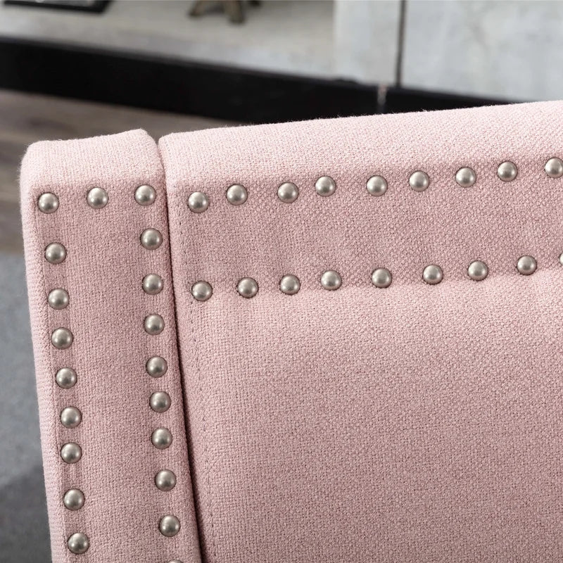 Tufted Linen Armchair Sofa Chair, Pink