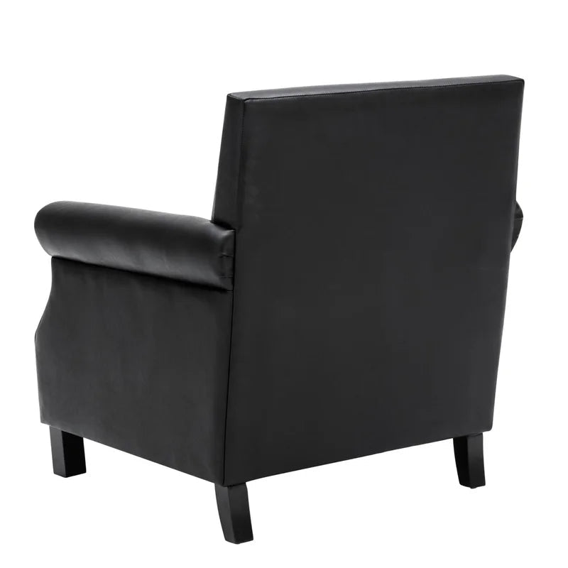 28.35'' Faux Leather Rolled Arm Sofa Chair, Black