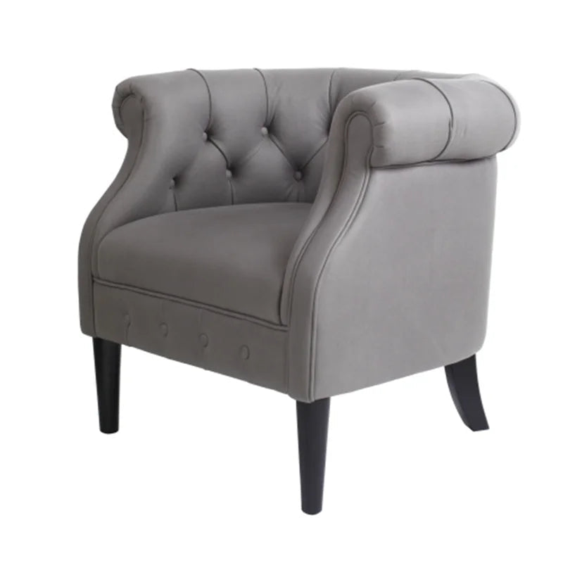 Tufted Sofa Arm Chair and Ottoman, Gray