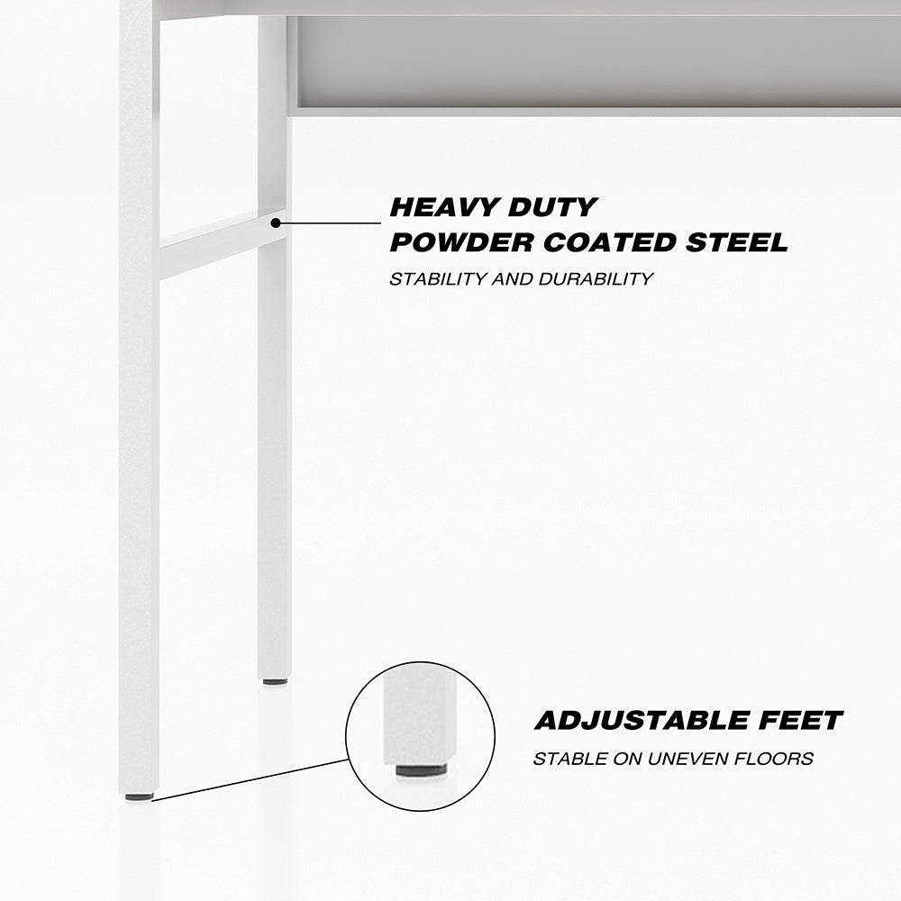 Metal Storage File Cabinet with Desk, White