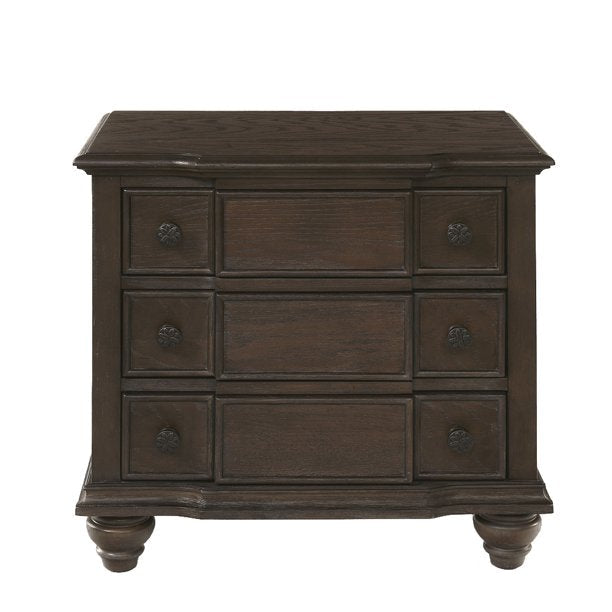 26'' Tall 3 - Drawer Nightstand, Weathered Oak