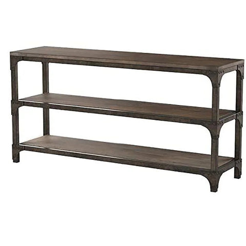Console Table, Weathered Oak & Antique Silver