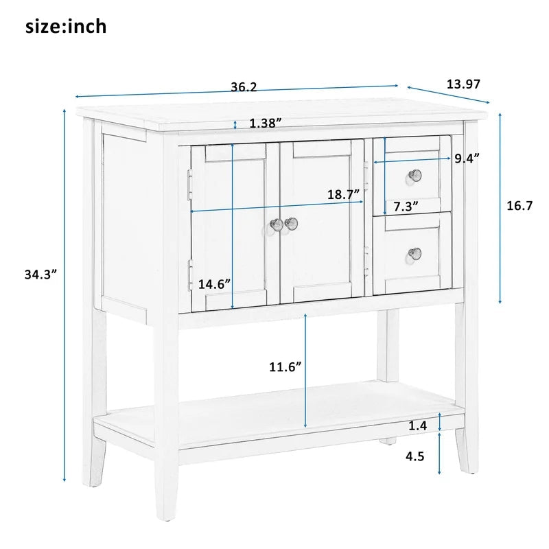 36 Inches Modern Solid Wood Console Sofa Table, Green