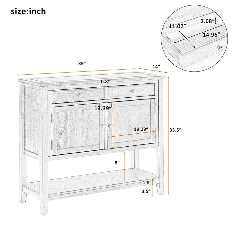 39 Inches Modern Console Sofa Table. Retro Green