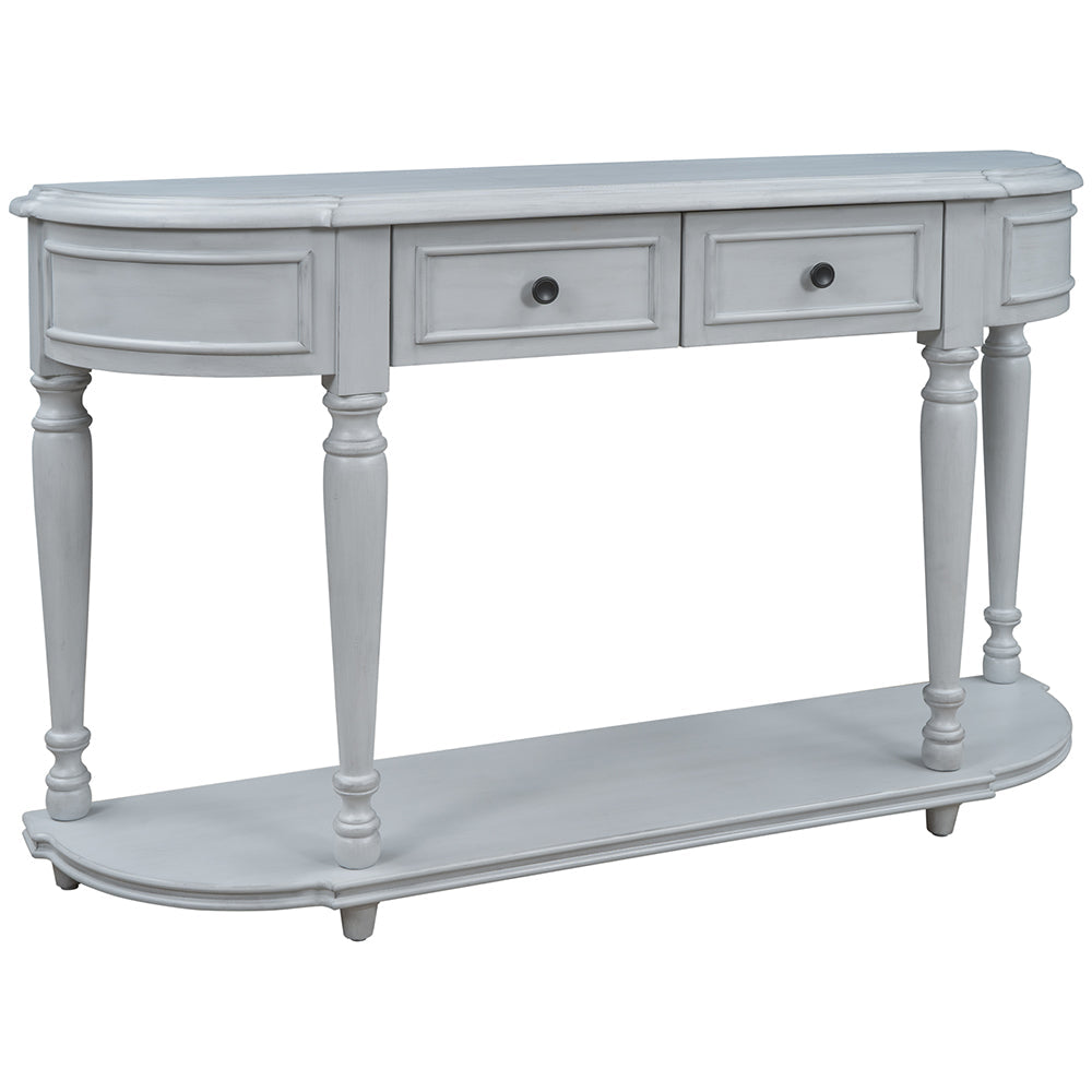 Curved Console Table with Drawers and Shelf