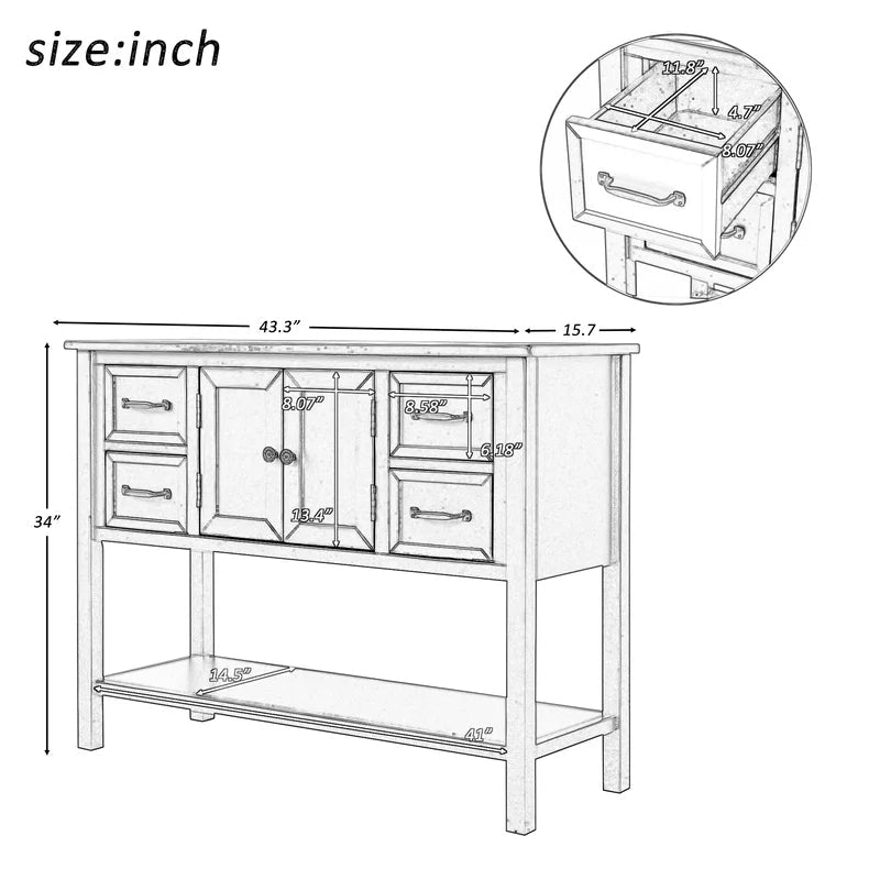 43 Inches Modern Console Sofa Table, Gray