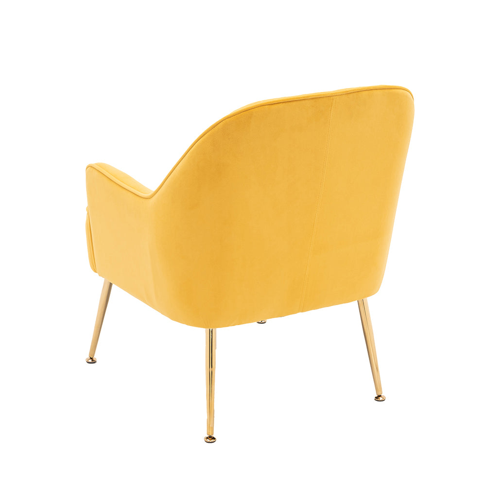 Modern Soft Velvet Upholstered Chair, Yellow