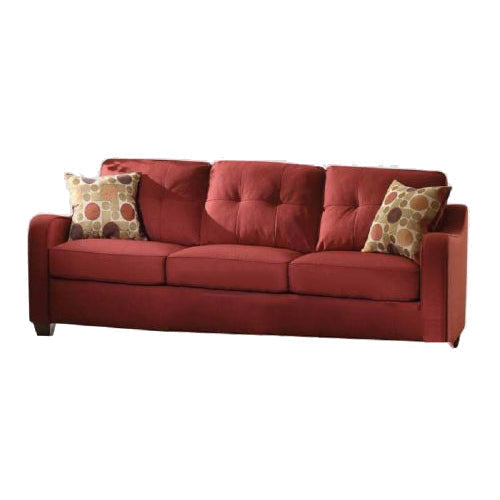 Three Seater Sofa w/2 Pillows in Red Linen