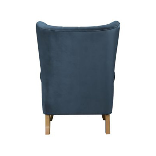 Modern Wingback Club Chair, Azure Blue Velvet