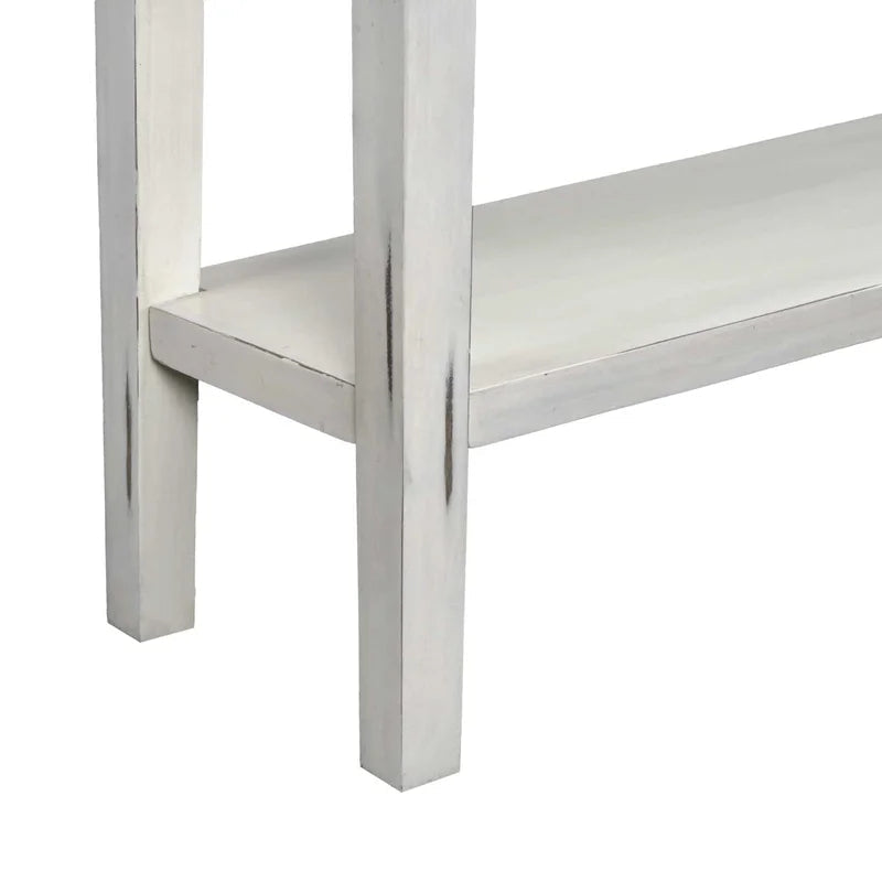 60 Inches Rustic Solid Wood Console Table, Antique White