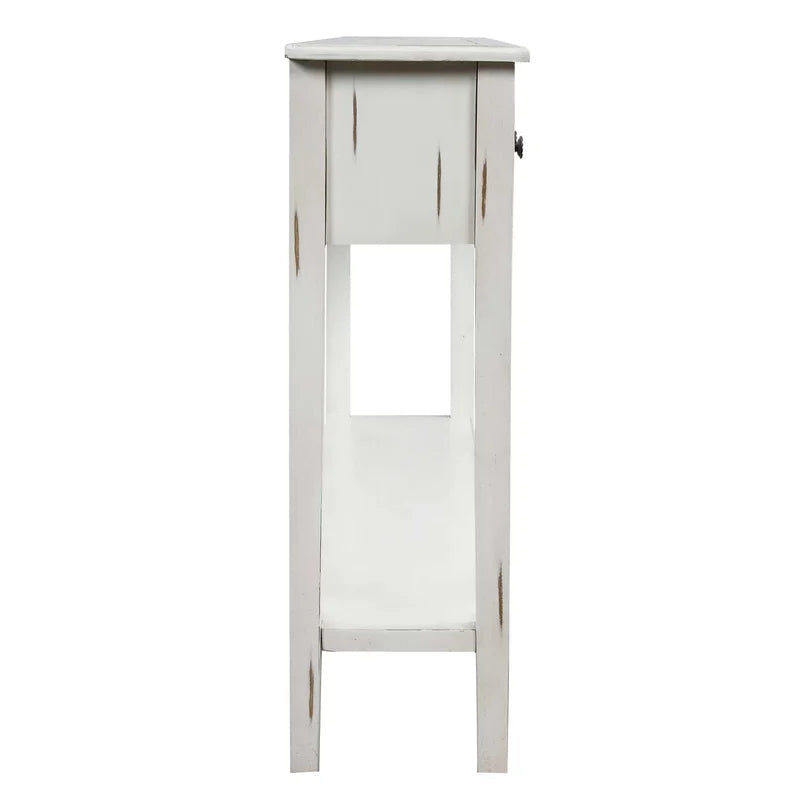 60 Inches Rustic Solid Wood Console Table, Antique White