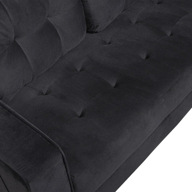 Velvet Square Arm Loveseat Modern Sofa Couch, Black