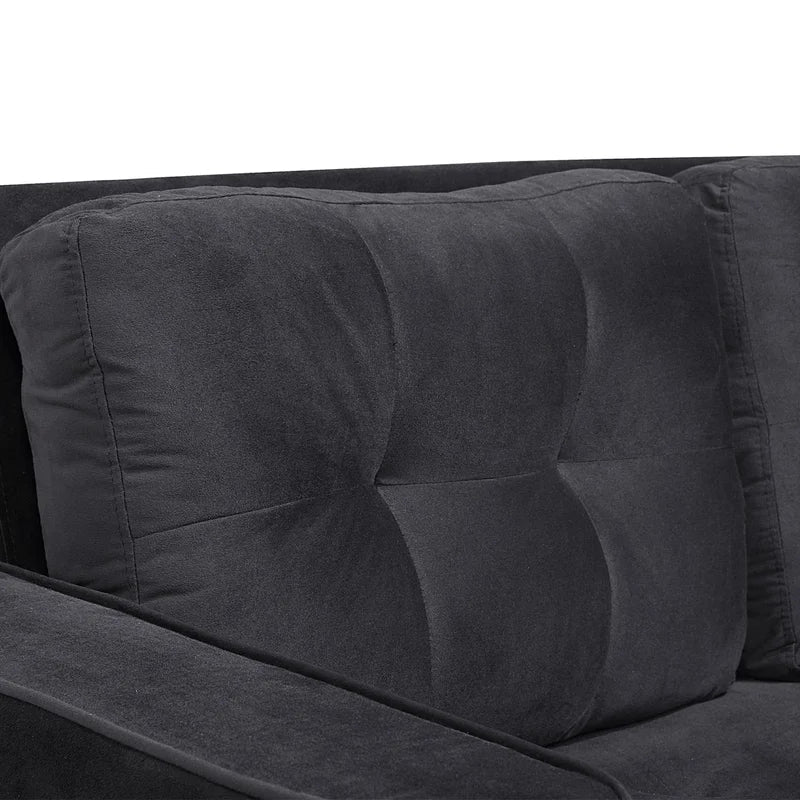 Velvet Square Arm Loveseat Modern Sofa Couch, Black