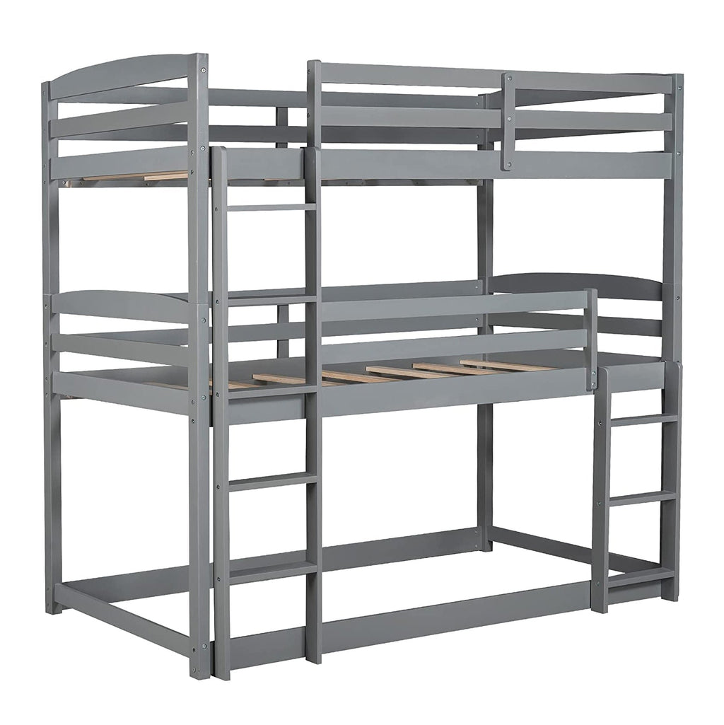 Twin over Twin over Twin Triple Bunk Bed, Gray