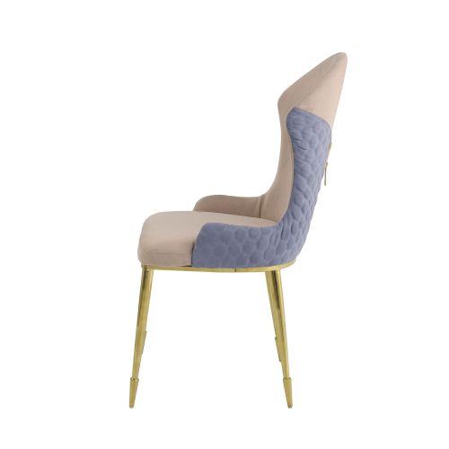 Dining Side Chairs (Set of 2), Lavender Fabric & Gold