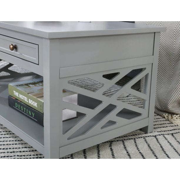 Retro Coffee Table with Drawer and Shelf