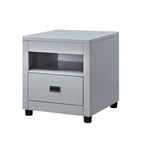 Modern Square Wooden End Table, Dove Gray